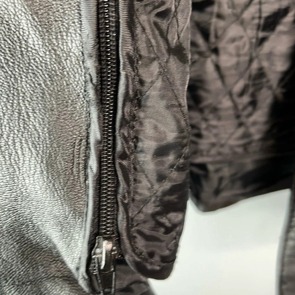 SCREAMING EAGLE Leather Motorcycle Jacket Black Tied Waist Removable Lining M - Picture 7 of 14